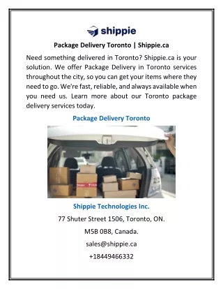 Package Delivery Toronto | Shippie.ca