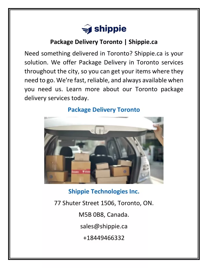package delivery toronto shippie ca