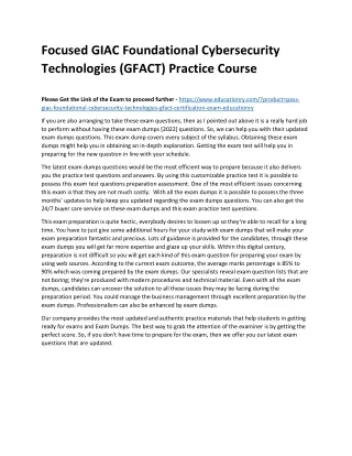 focused giac foundational cybersecurity