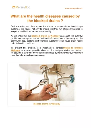 What are the health diseases caused by the blocked drains ?
