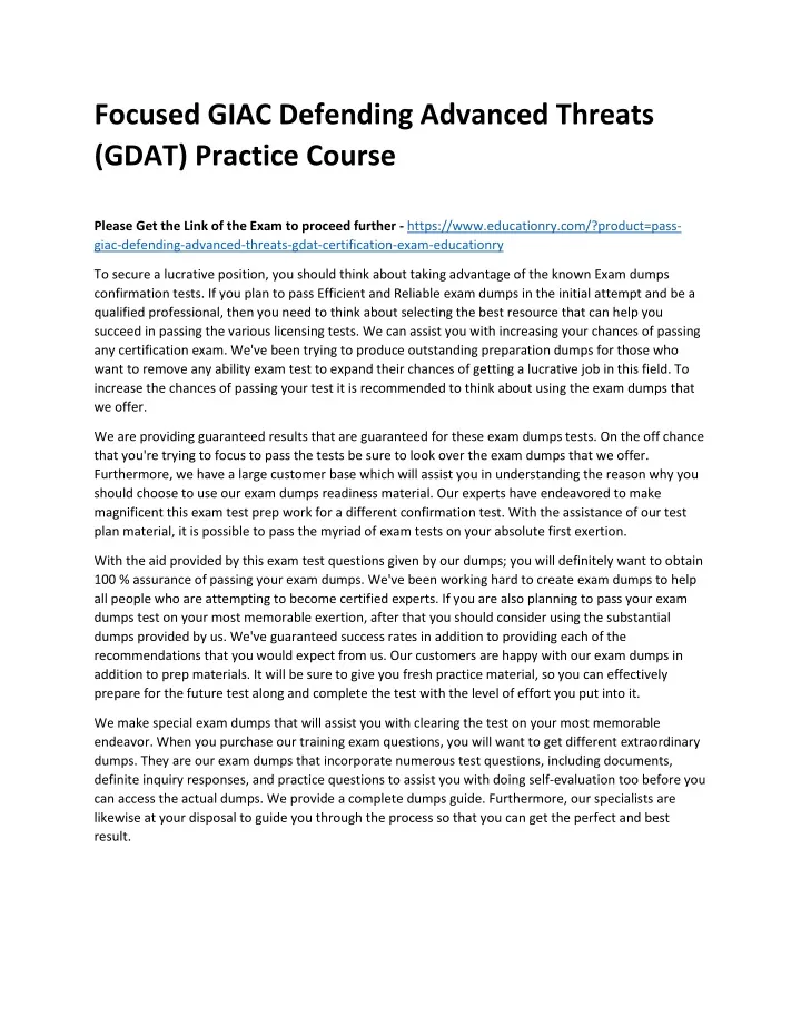 focused giac defending advanced threats gdat