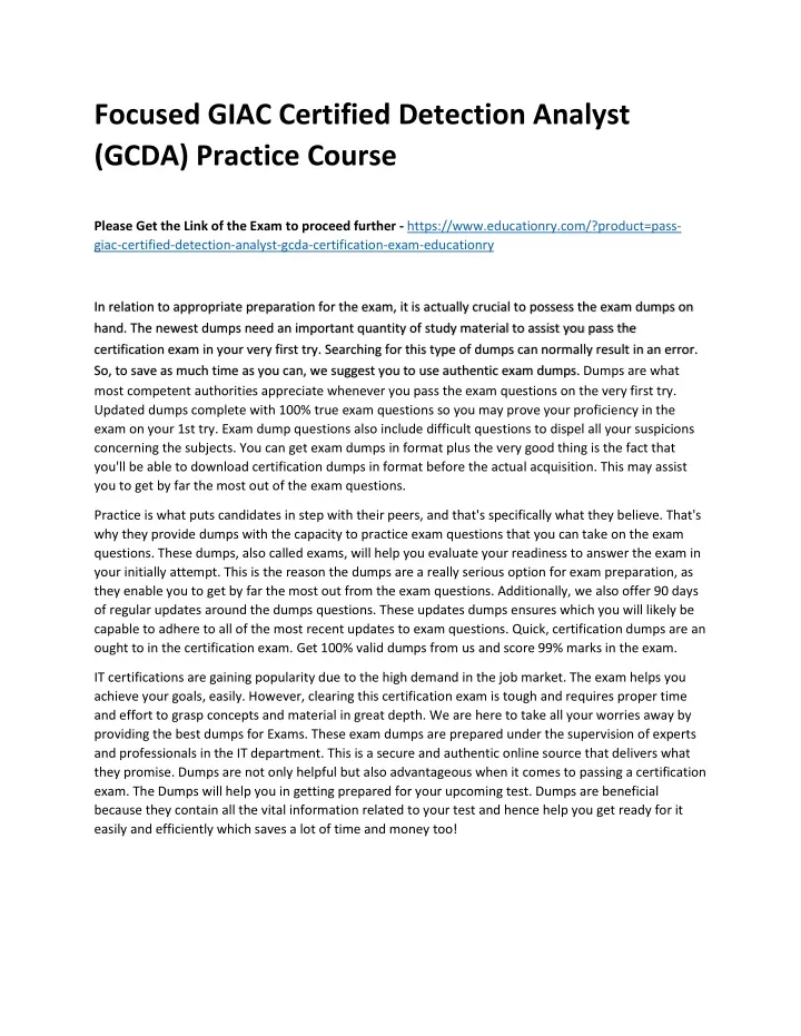 focused giac certified detection analyst gcda