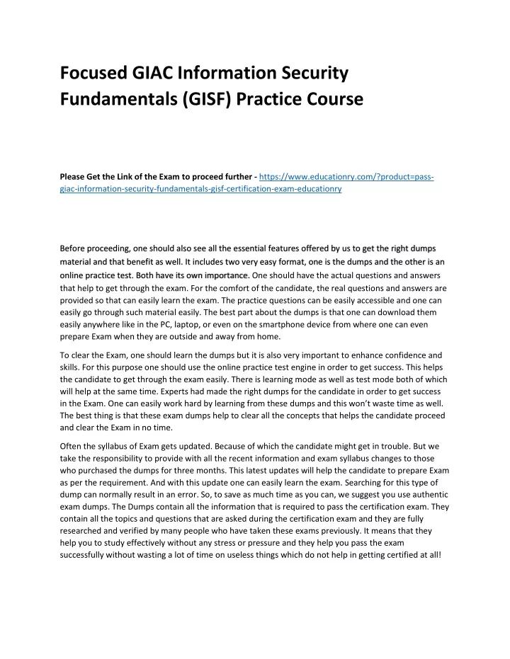 focused giac information security fundamentals