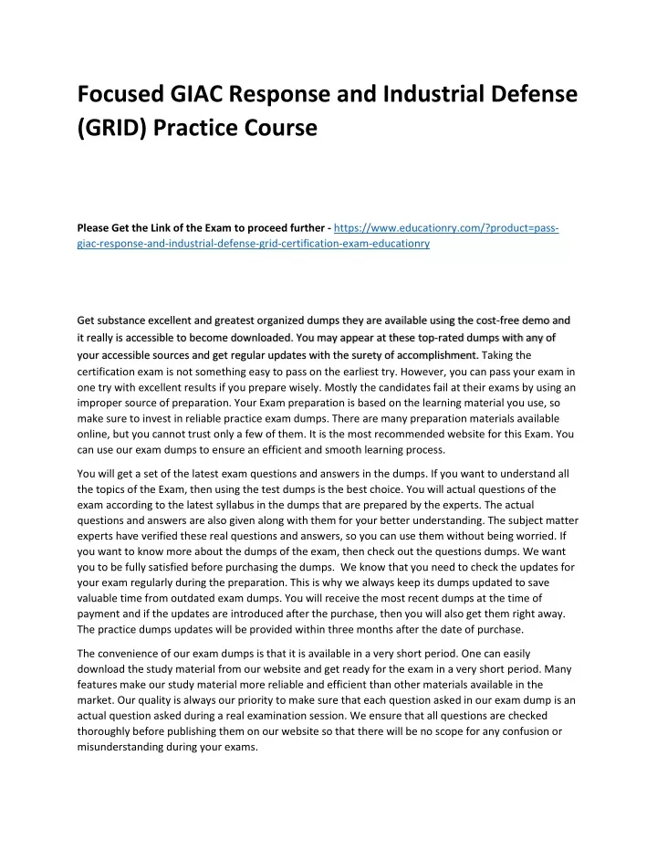 focused giac response and industrial defense grid