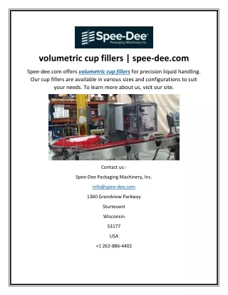 volumetric cup fillers spee dee com