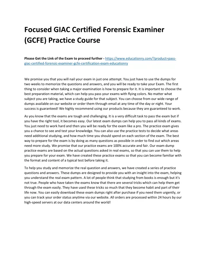 focused giac certified forensic examiner gcfe
