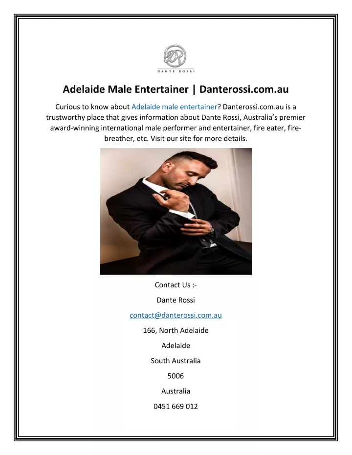 adelaide male entertainer danterossi com au