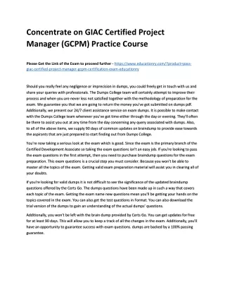 concentrate on giac certified project manager