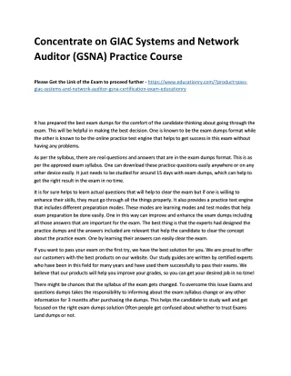 concentrate on giac systems and network auditor