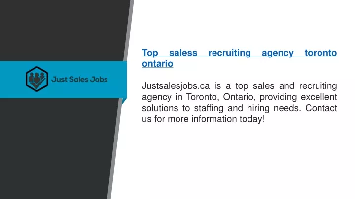 top saless recruiting agency toronto ontario