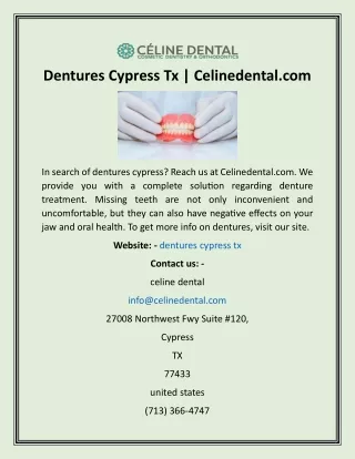 Dentures Cypress Tx  Celinedental