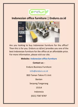 Indonesian office furniture | Enduro.co.id