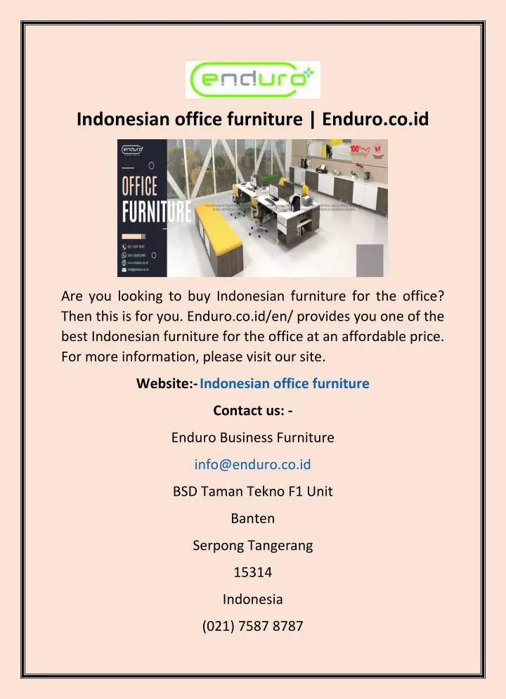 indonesian office furniture enduro co id