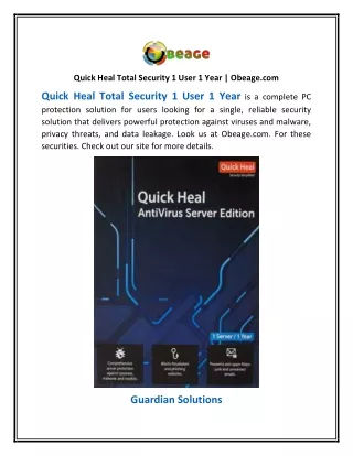 Quick Heal Total Security 1 User 1 Year | Obeage.com