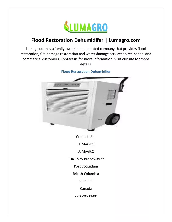 flood restoration dehumidifer lumagro com