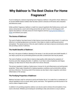Why Bakhoor Is The Best Choice For Home Fragrance