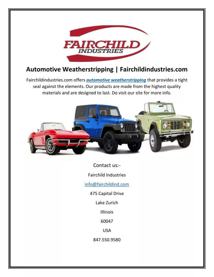 automotive weatherstripping fairchildindustries