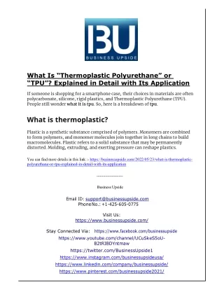 What Is Thermoplastic Polyurethane or TPU Explained in Detail with Its Application