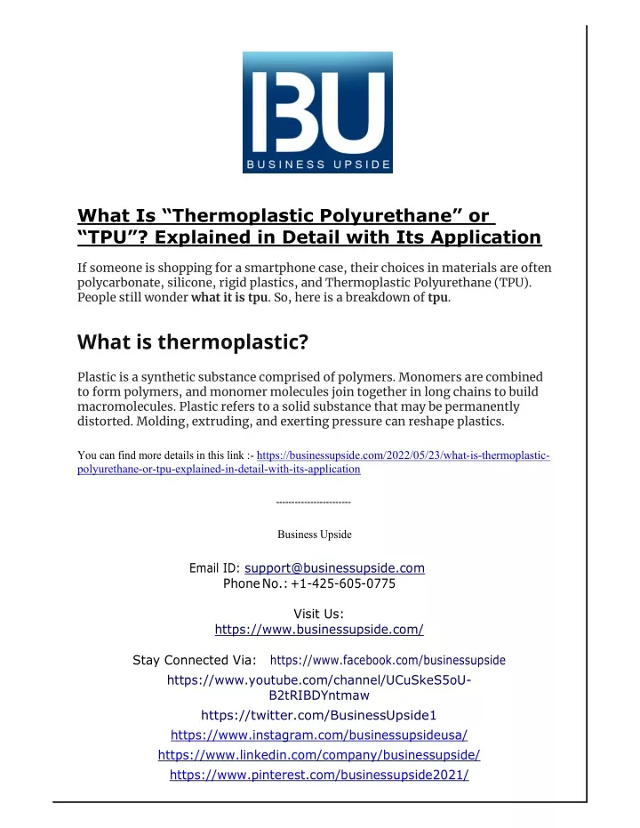 what is thermoplastic polyurethane