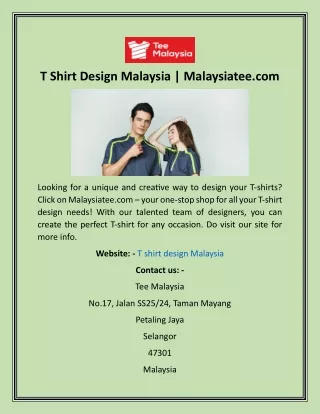 T Shirt Design Malaysia  Malaysiatee