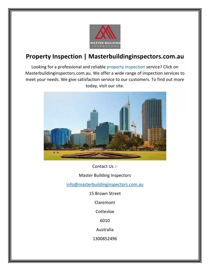 property inspection masterbuildinginspectors