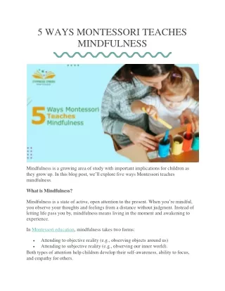 5 WAYS MONTESSORI TEACHES MINDFULNESS