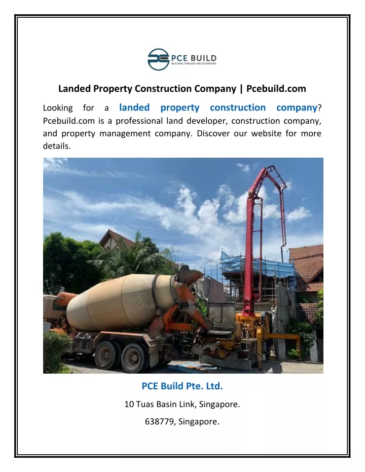 landed property construction company pcebuild com