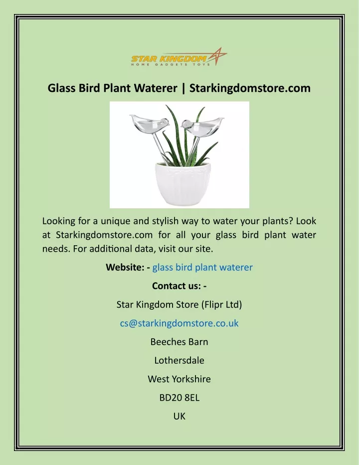 glass bird plant waterer starkingdomstore com