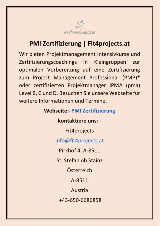 PMI Zertifizierung | Fit4projects.at