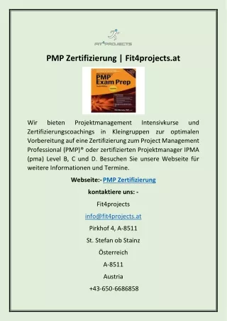 PMP Zertifizierung | Fit4projects.at