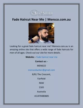 Fade Haircut Near Me  Mensco.com