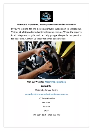Motorcycle Suspension | Motorcyclemechanicmelbourne.com.au