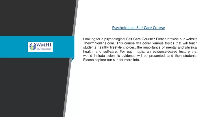 psychological self care course