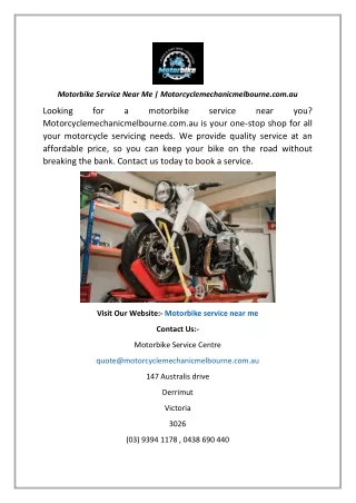 Motorbike Service Near Me | Motorcyclemechanicmelbourne.com.au