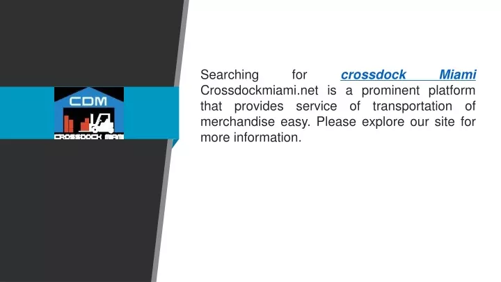 searching for crossdock miami crossdockmiami