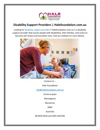 disability support providers halefoundation com au