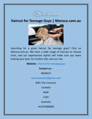 Haircut for Teenage Guys  Mensco.com
