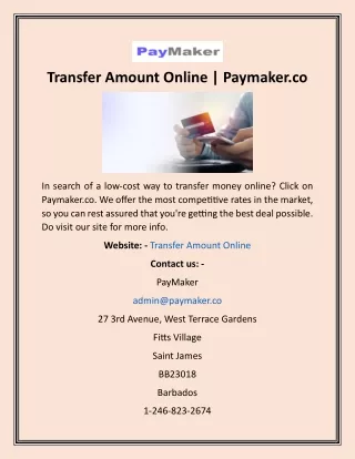 Transfer Amount Online  Paymaker.co