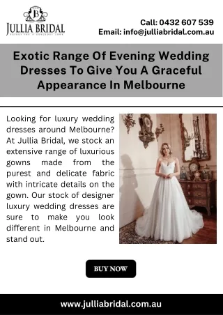 Exotic Luxury Wedding Dresses to Boost Your Bridal Appearance in Melbourne