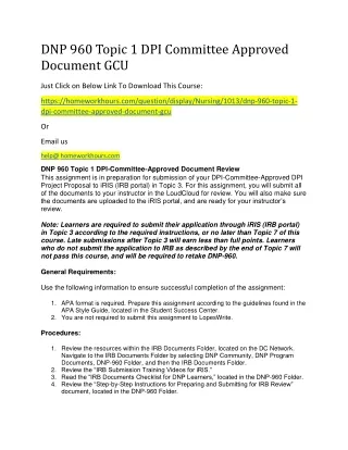 dnp 960 topic 1 dpi committee approved document