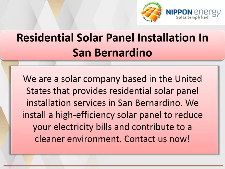 residential solar panel installation in san bernardino