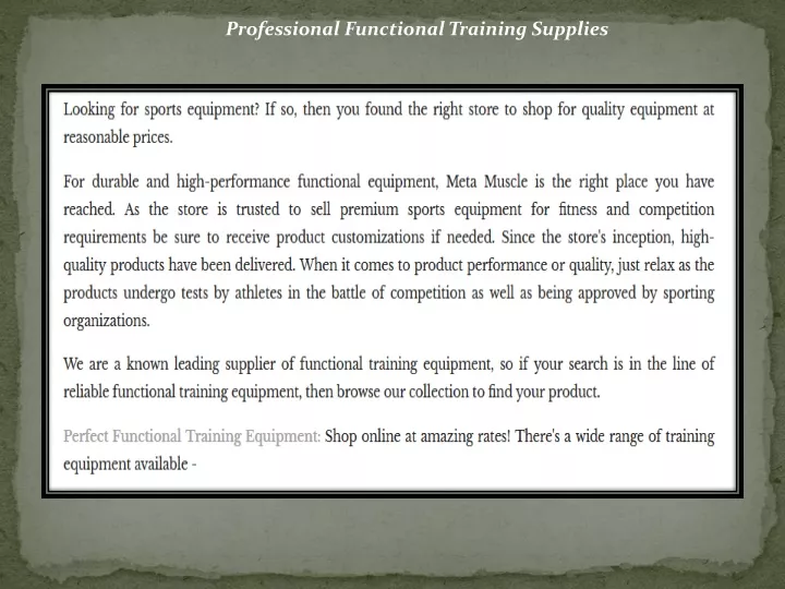 professional functional training supplies