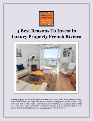 4 Best Reasons To Invest in Luxury Property French Riviera