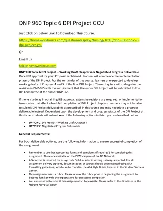dnp 960 topic 6 dpi project gcu