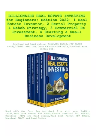 (READ-PDF!) BILLIONAIRE REAL ESTATE INVESTING for Beginners Edition 2022 1 Real Estate Investor  2 R