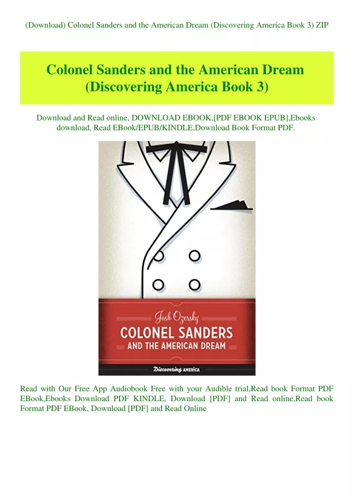 download colonel sanders and the american dream