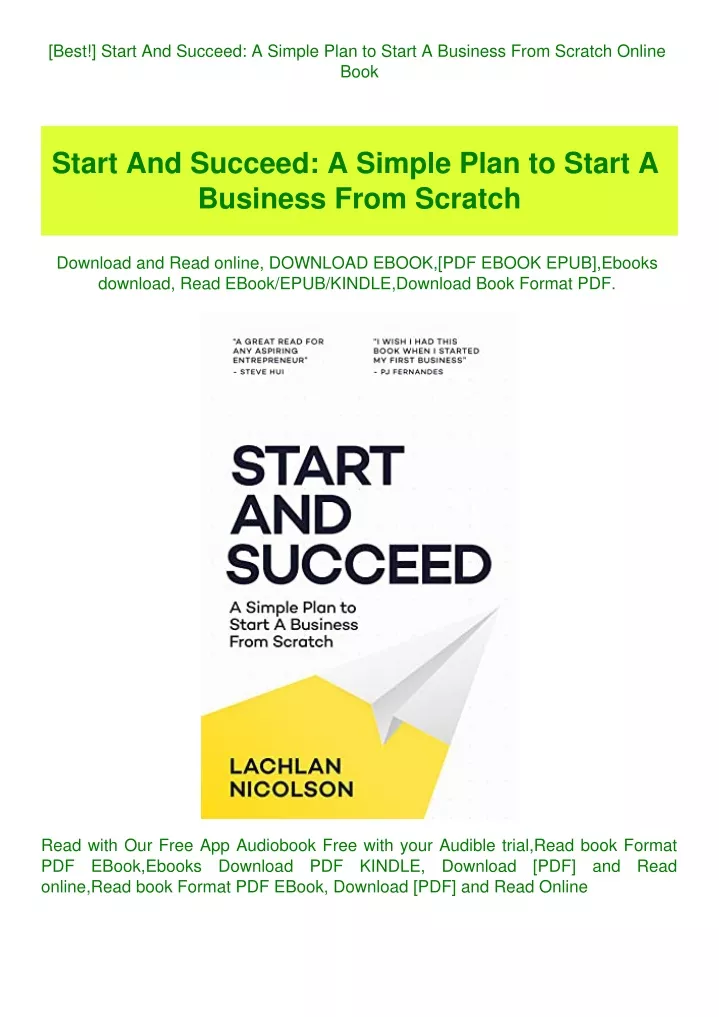 best start and succeed a simple plan to start