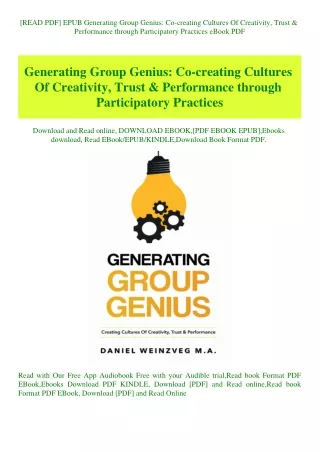 [READ PDF] EPUB Generating Group Genius Co-creating Cultures Of Creativity  Trust & Performance thro