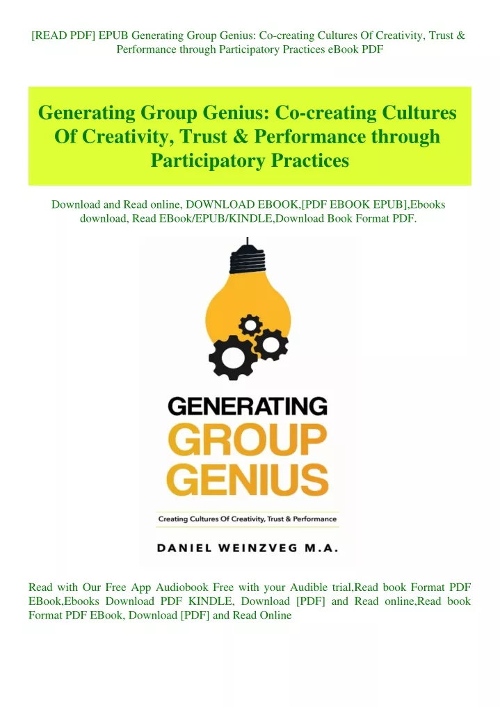 read pdf epub generating group genius co creating