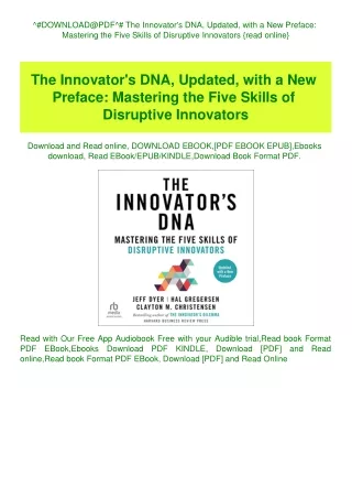 ^#DOWNLOAD@PDF^# The Innovator's DNA  Updated  with a New Preface Mastering the Five Skills of Disru